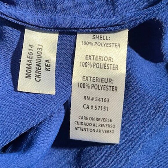 Calvin Klein Blue Blouse W/ Shoulder Epaulets and Front Pockets- Size M - Picture 7 of 8